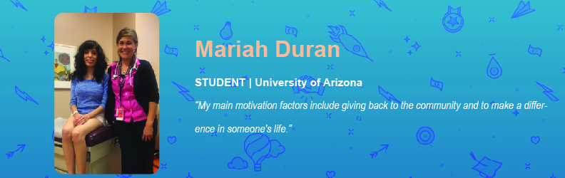 My main motivation factors include giving back to the community and to make a difference in someone's life.